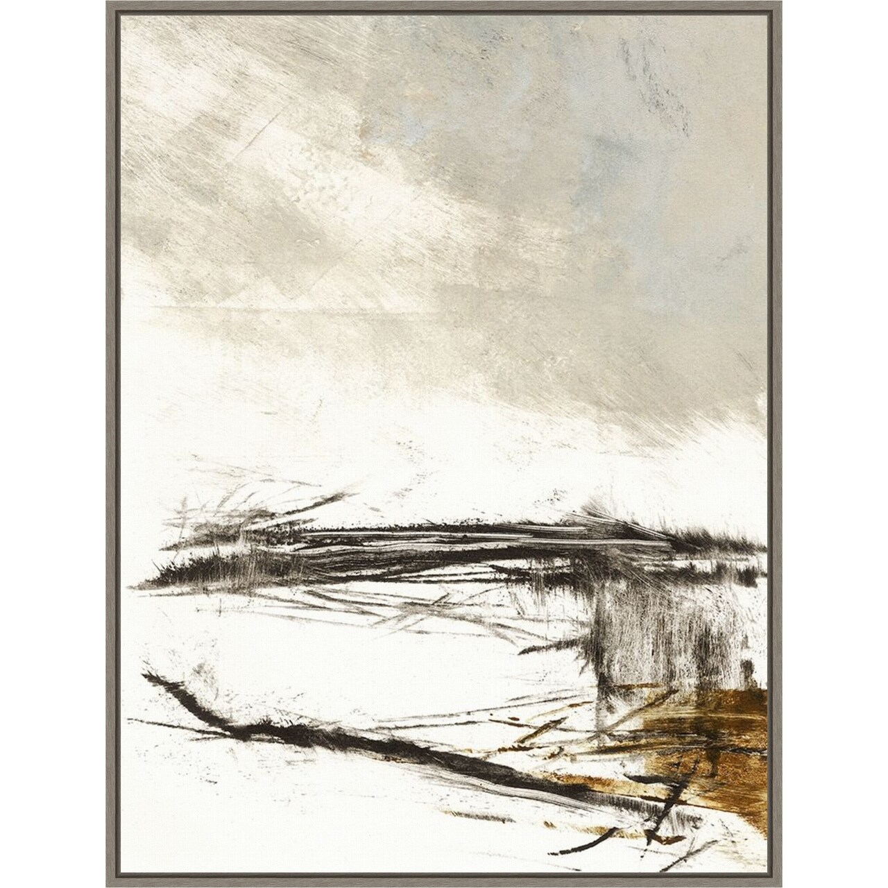 Padilla Bay Beach by Kris Ekstrand 23-in. W x 30-in. H. Canvas Wall Art Print Framed in Grey